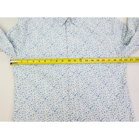 J. Crew Slim Stretch Untucked Size Small Men White Blue Floral Button Down Shirt - Picture 3 of 11